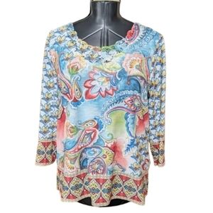 Alfred Dunner Sedona Sky Top Paisley Medallion Sz M